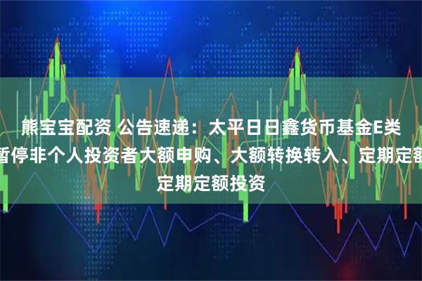熊宝宝配资 公告速递：太平日日鑫货币基金E类份额暂停非个人投资者大额申购、大额转换转入、定期定额投资